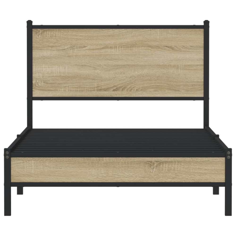 Produktbild för Sängram utan madrass metall sonoma-ek 107x203 cm
