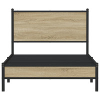 Produktbild för Sängram utan madrass metall sonoma-ek 107x203 cm