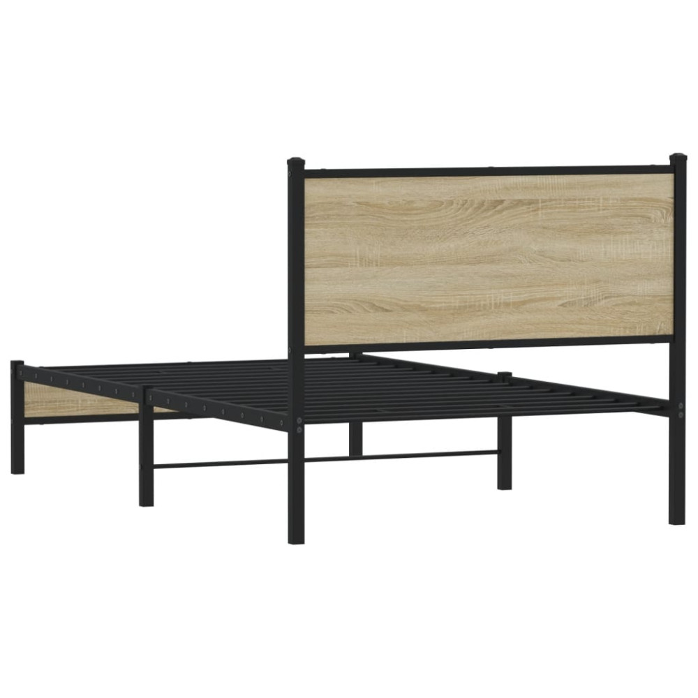Produktbild för Sängram utan madrass metall sonoma-ek 107x203 cm