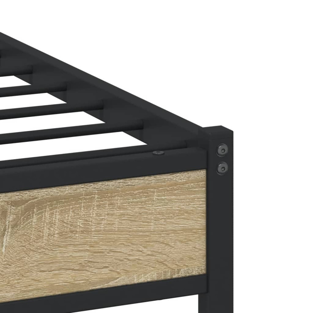 Produktbild för Sängram utan madrass metall sonoma-ek 107x203 cm