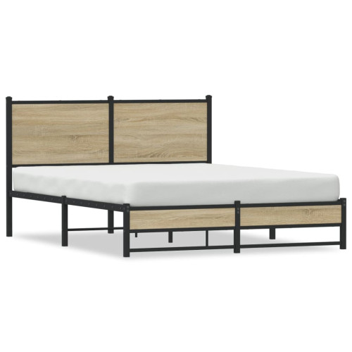 vidaXL Sängram utan madrass metall sonoma-ek 137x190 cm