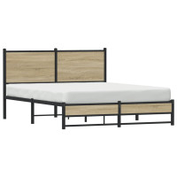 Produktbild för Sängram utan madrass metall sonoma-ek 137x190 cm