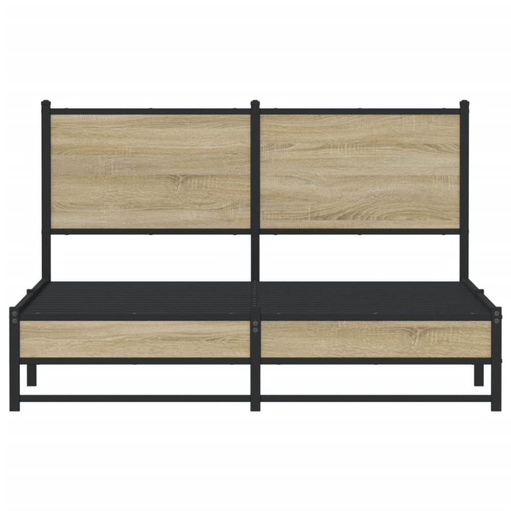 Produktbild för Sängram utan madrass metall sonoma-ek 137x190 cm