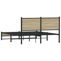 Produktbild för Sängram utan madrass metall sonoma-ek 137x190 cm