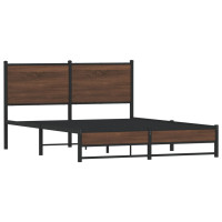 Produktbild för Sängram utan madrass metall brun ek 150x200 cm