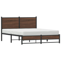 Produktbild för Sängram utan madrass metall brun ek 150x200 cm