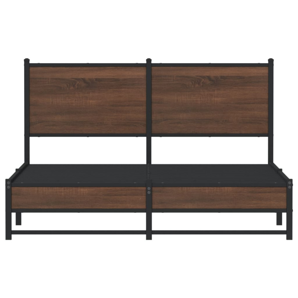 Produktbild för Sängram utan madrass metall brun ek 150x200 cm