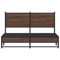 Produktbild för Sängram utan madrass metall brun ek 150x200 cm