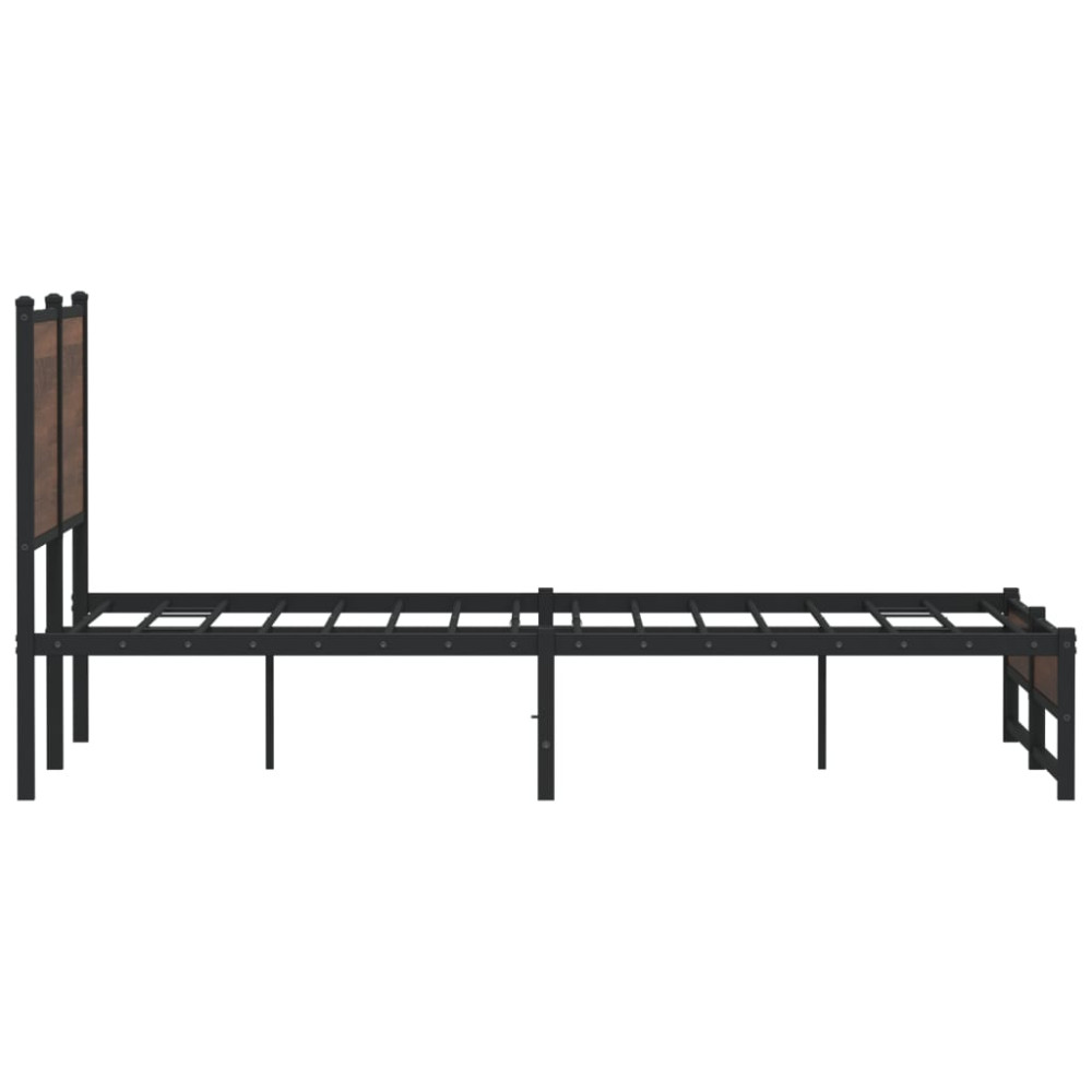Produktbild för Sängram utan madrass metall brun ek 150x200 cm