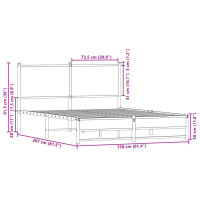 Produktbild för Sängram utan madrass metall brun ek 150x200 cm