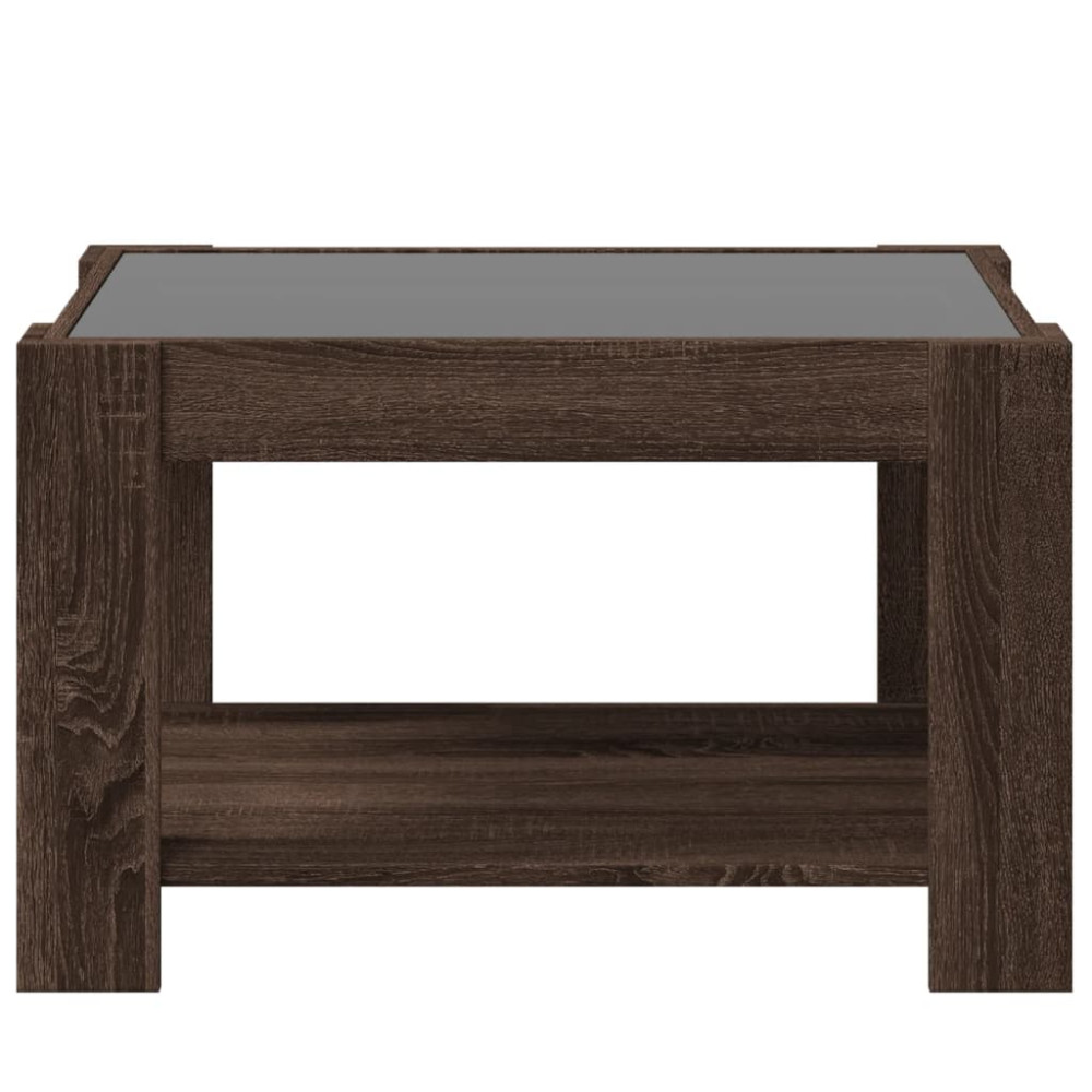Produktbild för Soffbord med LEDs brun ek 73x53x45 cm konstruerat trä
