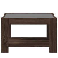Produktbild för Soffbord med LEDs brun ek 73x53x45 cm konstruerat trä