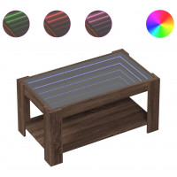 Produktbild för Soffbord med LEDs brun ek 93x53x45 cm konstruerat trä