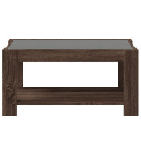 Produktbild för Soffbord med LEDs brun ek 93x53x45 cm konstruerat trä