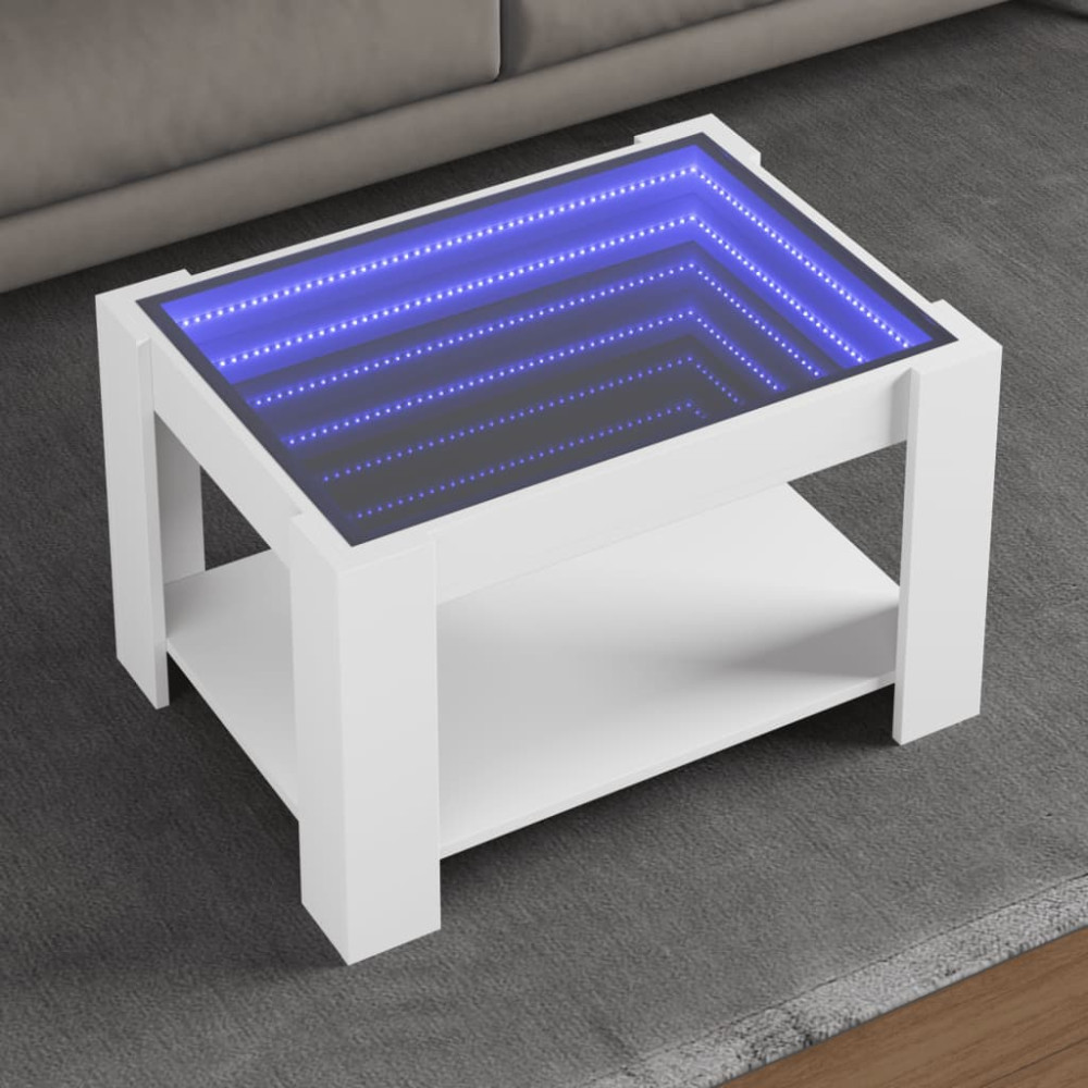 Produktbild för Soffbord med LEDs vit 73x53x45 cm konstruerat trä