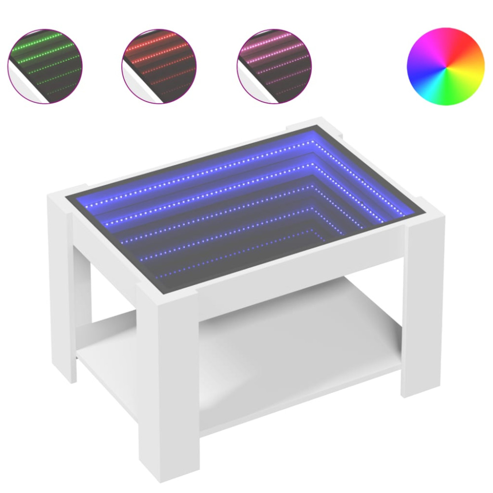 Produktbild för Soffbord med LEDs vit 73x53x45 cm konstruerat trä