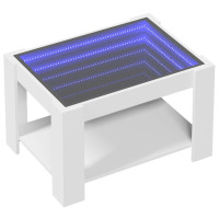 Produktbild för Soffbord med LEDs vit 73x53x45 cm konstruerat trä