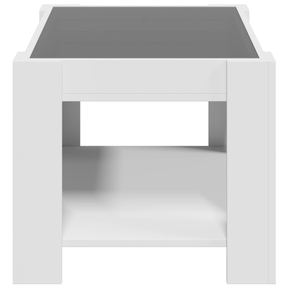 Produktbild för Soffbord med LEDs vit 73x53x45 cm konstruerat trä