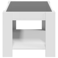 Produktbild för Soffbord med LEDs vit 73x53x45 cm konstruerat trä