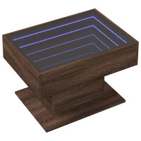 Produktbild för Soffbord med LEDs brun ek 70x50x45 cm konstruerat trä