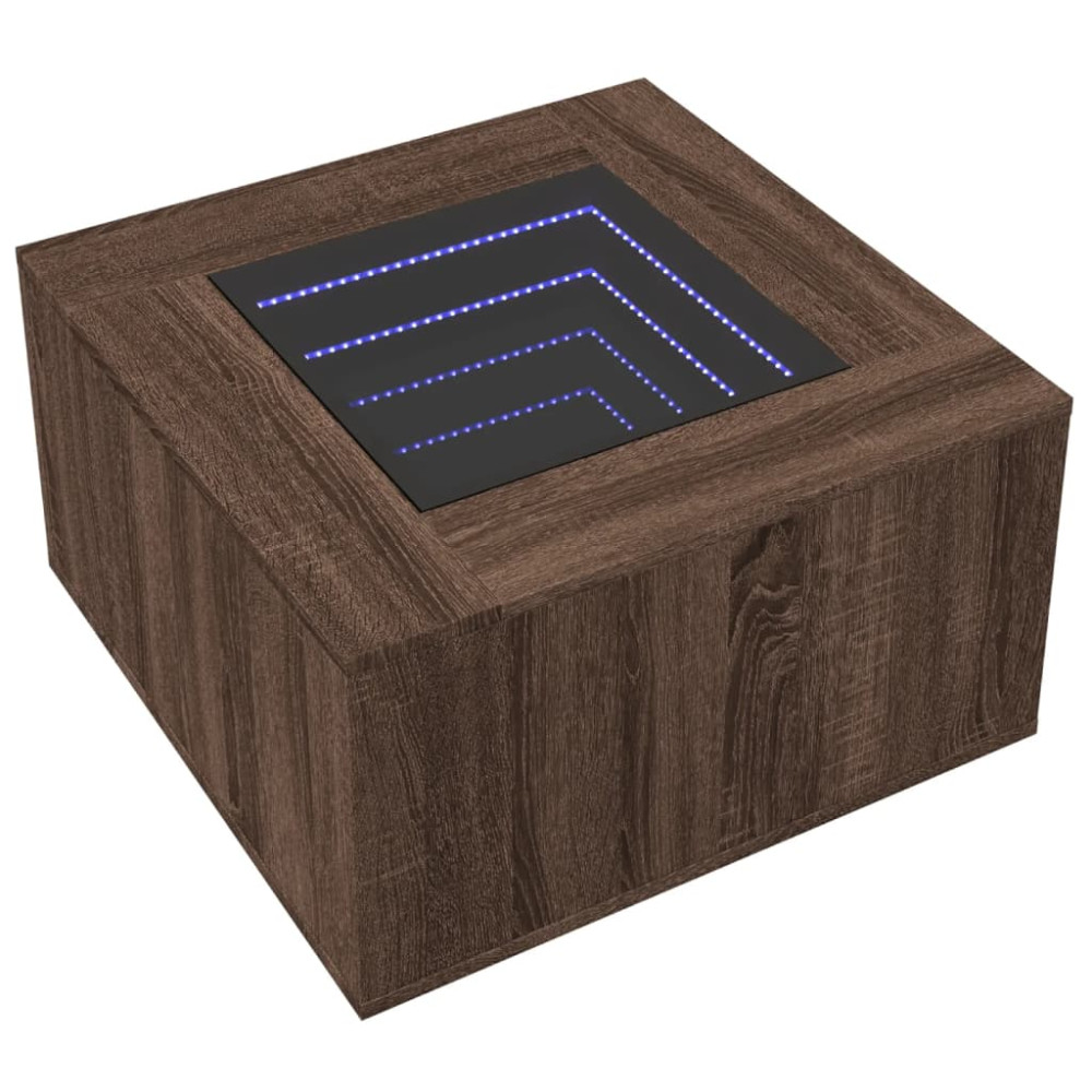 Produktbild för Soffbord med LEDs brun ek 60x60x40 cm konstruerat trä