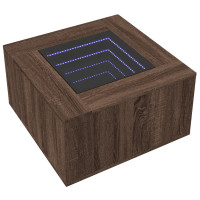Produktbild för Soffbord med LEDs brun ek 60x60x40 cm konstruerat trä