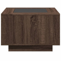 Produktbild för Soffbord med LEDs brun ek 60x60x40 cm konstruerat trä