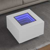 Produktbild för Soffbord med LEDs vit 60x60x40 cm konstruerat trä