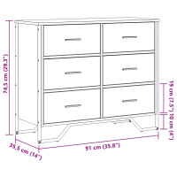 Produktbild för Byrå rökfärgad ek 91x35,5x74,5 cm konstruerat trä