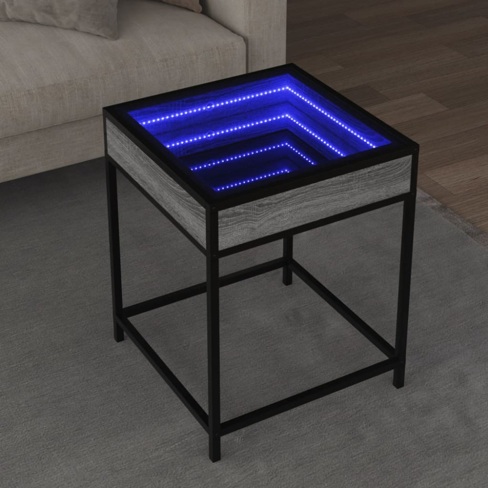 Produktbild för Soffbord med Infinity LEDs grå sonoma 40x40x51 cm