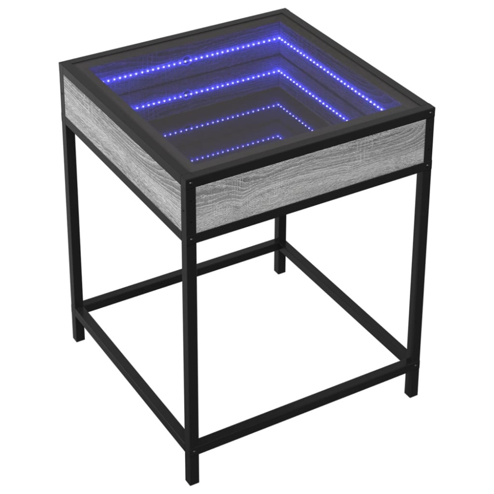 Produktbild för Soffbord med Infinity LEDs grå sonoma 40x40x51 cm