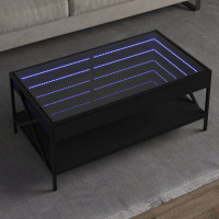 Produktbild för Soffbord med Infinity LEDs svart 90x50x38 cm