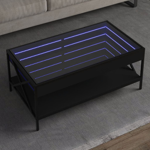 vidaXL Soffbord med Infinity LEDs svart 90x50x38 cm