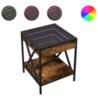 Produktbild för Soffbord med Infinity LEDs rökfärgad ek 40x40x49 cm