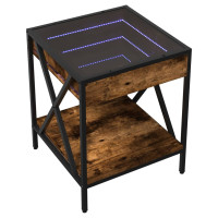 Produktbild för Soffbord med Infinity LEDs rökfärgad ek 40x40x49 cm