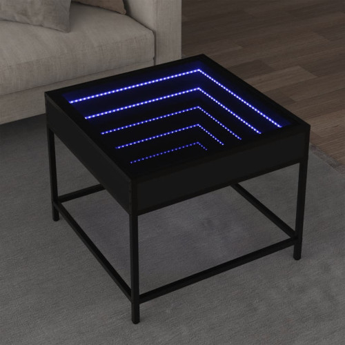 vidaXL Soffbord med Infinity LEDs svart 50x50x41 cm