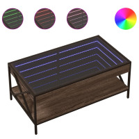 Produktbild för Soffbord med Infinity LEDs brun ek 90x50x38 cm
