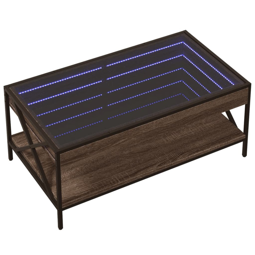 Produktbild för Soffbord med Infinity LEDs brun ek 90x50x38 cm