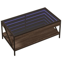 Produktbild för Soffbord med Infinity LEDs brun ek 90x50x38 cm