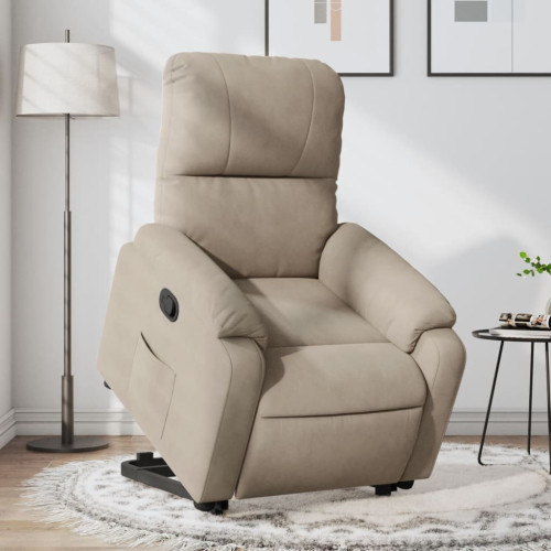 vidaXL Reclinerfåtölj med uppresningshjälp taupe mikrofibertyg