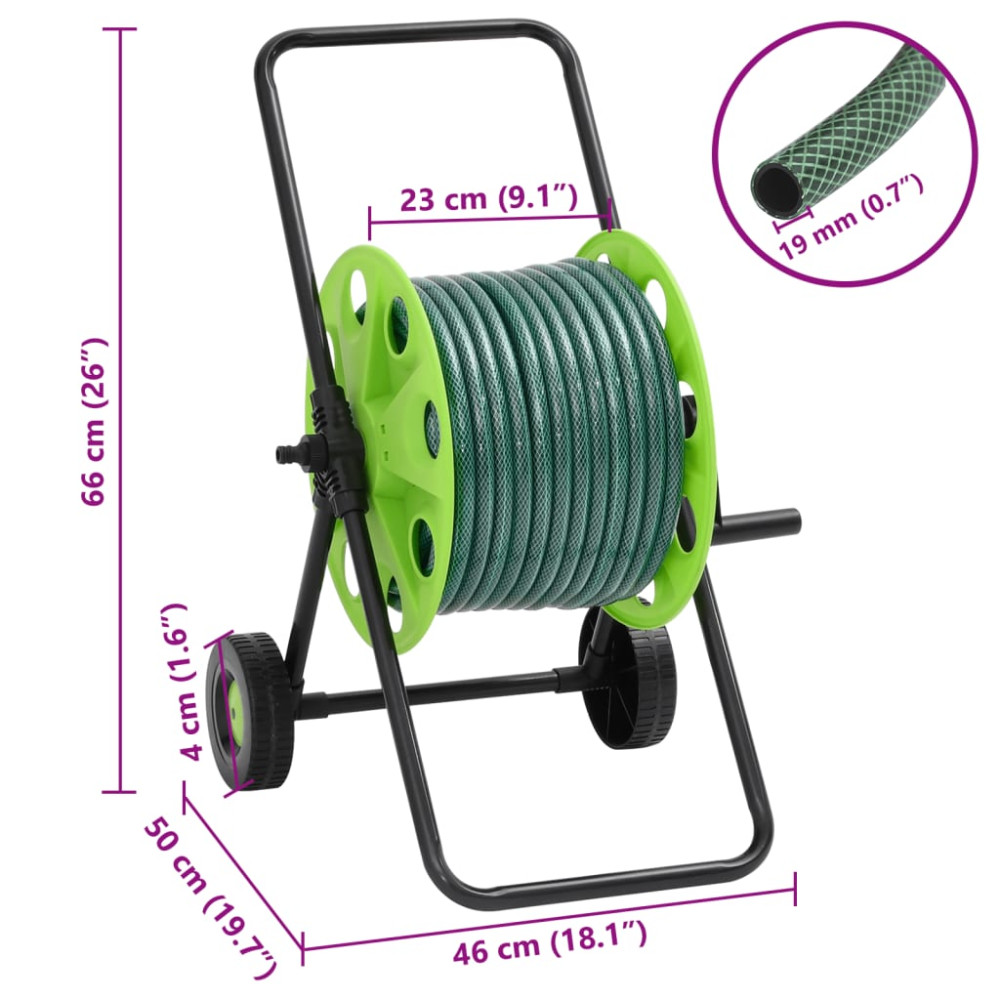 Produktbild för Slangvagn med 30 m med slangkoppling 0,75" 20 m PVC
