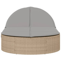 Produktbild för Dubbel solsäng med dynor beige konstrotting