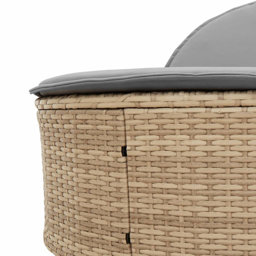 Produktbild för Dubbel solsäng med dynor beige konstrotting