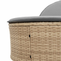 Produktbild för Dubbel solsäng med dynor beige konstrotting