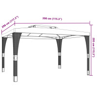 Produktbild för Paviljong med dubbelt tak antracit 3,98x2,98 m stål