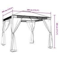 Produktbild för Paviljong med nätväggar gräddvit 2,93x2,93 m stål