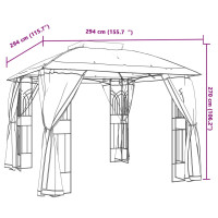 Produktbild för Paviljong med dubbelt tak & nätväggar antracit 2,94x2,94 m stål