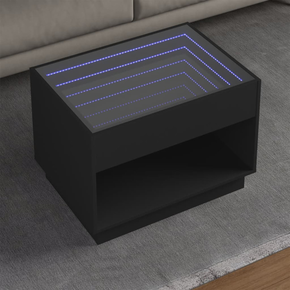 Produktbild för Soffbord med Infinity LEDs svart 70x50x50 cm