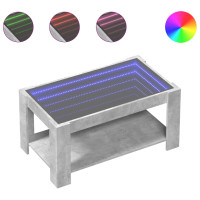 Produktbild för Soffbord med LEDs betonggrå 93x53x45 cm konstruerat trä