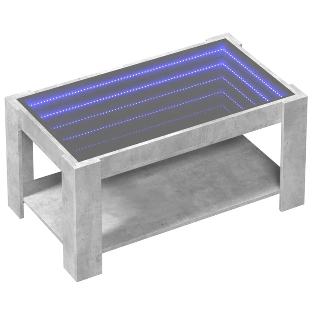 Produktbild för Soffbord med LEDs betonggrå 93x53x45 cm konstruerat trä